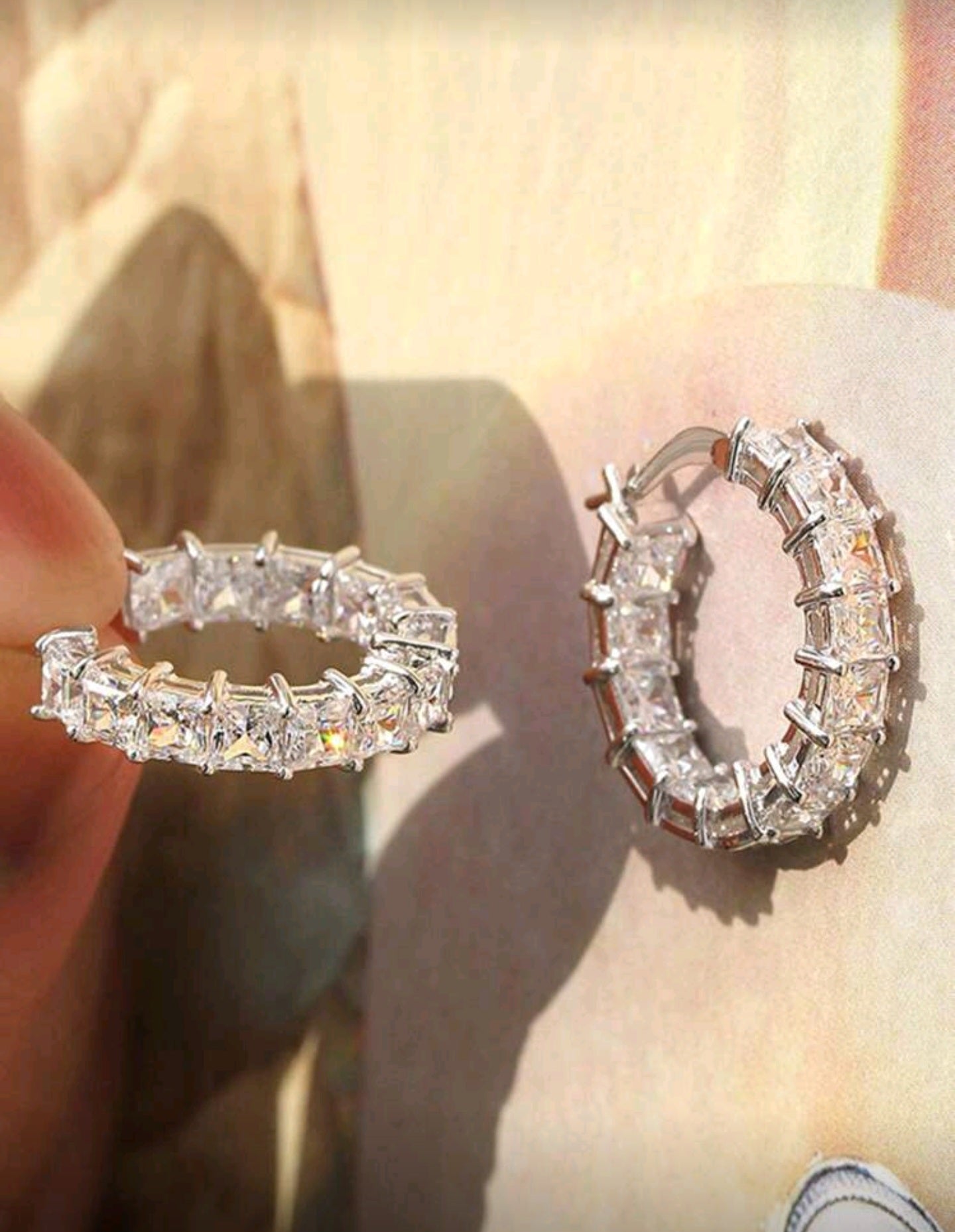 Aretes de plata 925 con Diamantes imitación