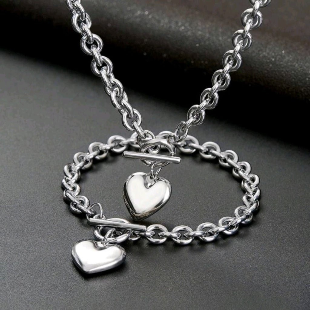 Set Collar y Pulsera de Corazón
