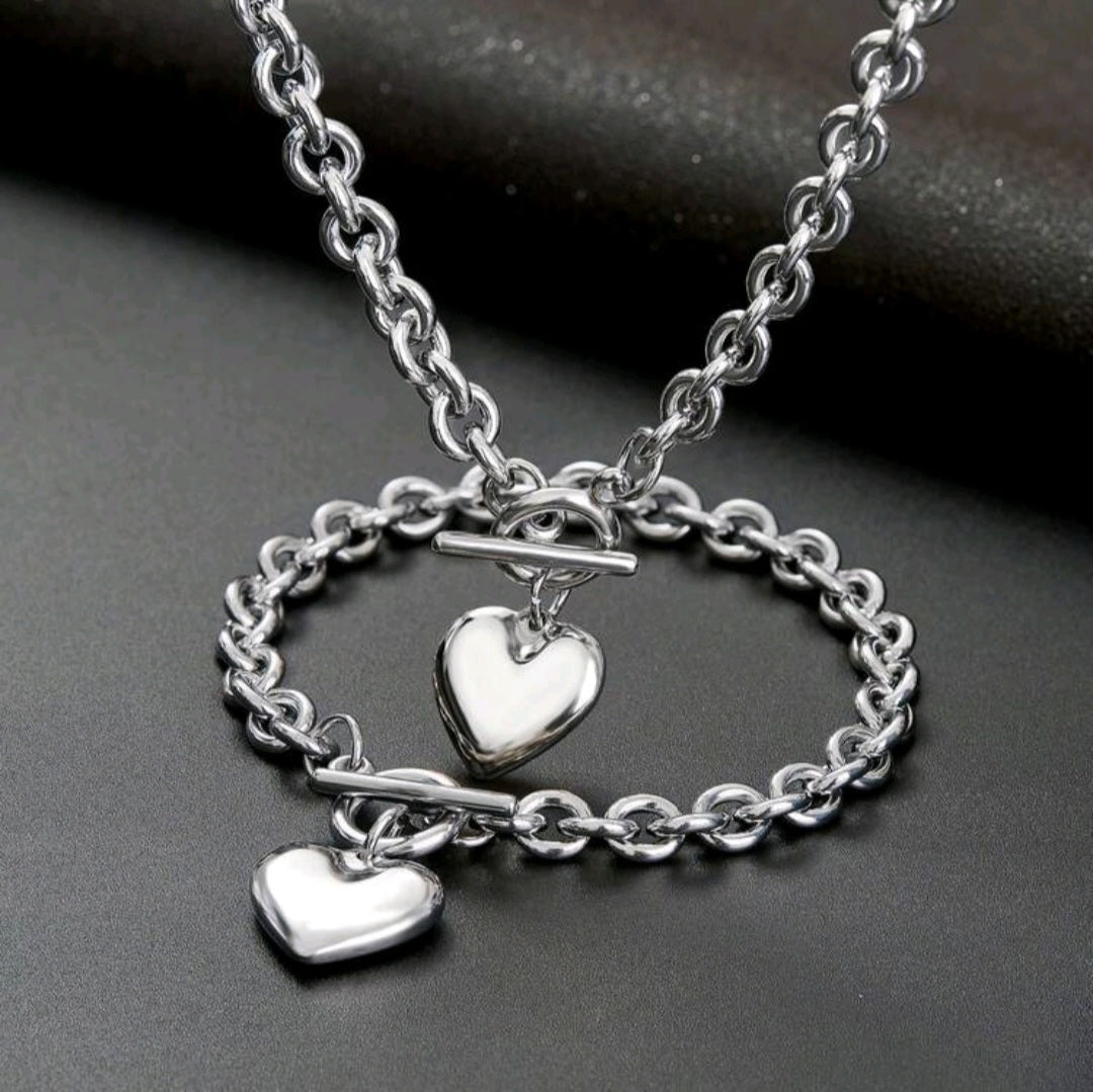 Set Collar y Pulsera de Corazón