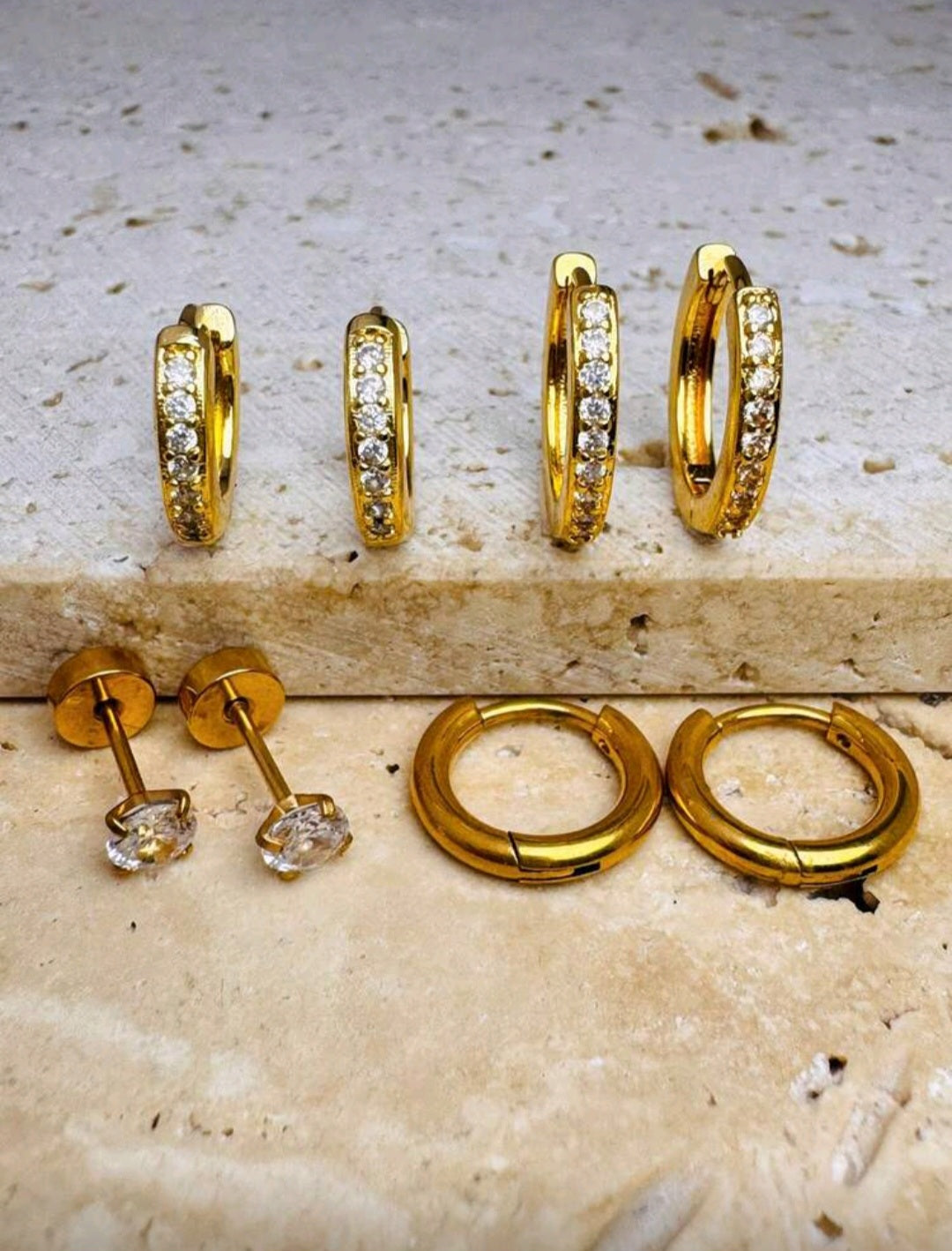 Set 4 pares aretes con cristal