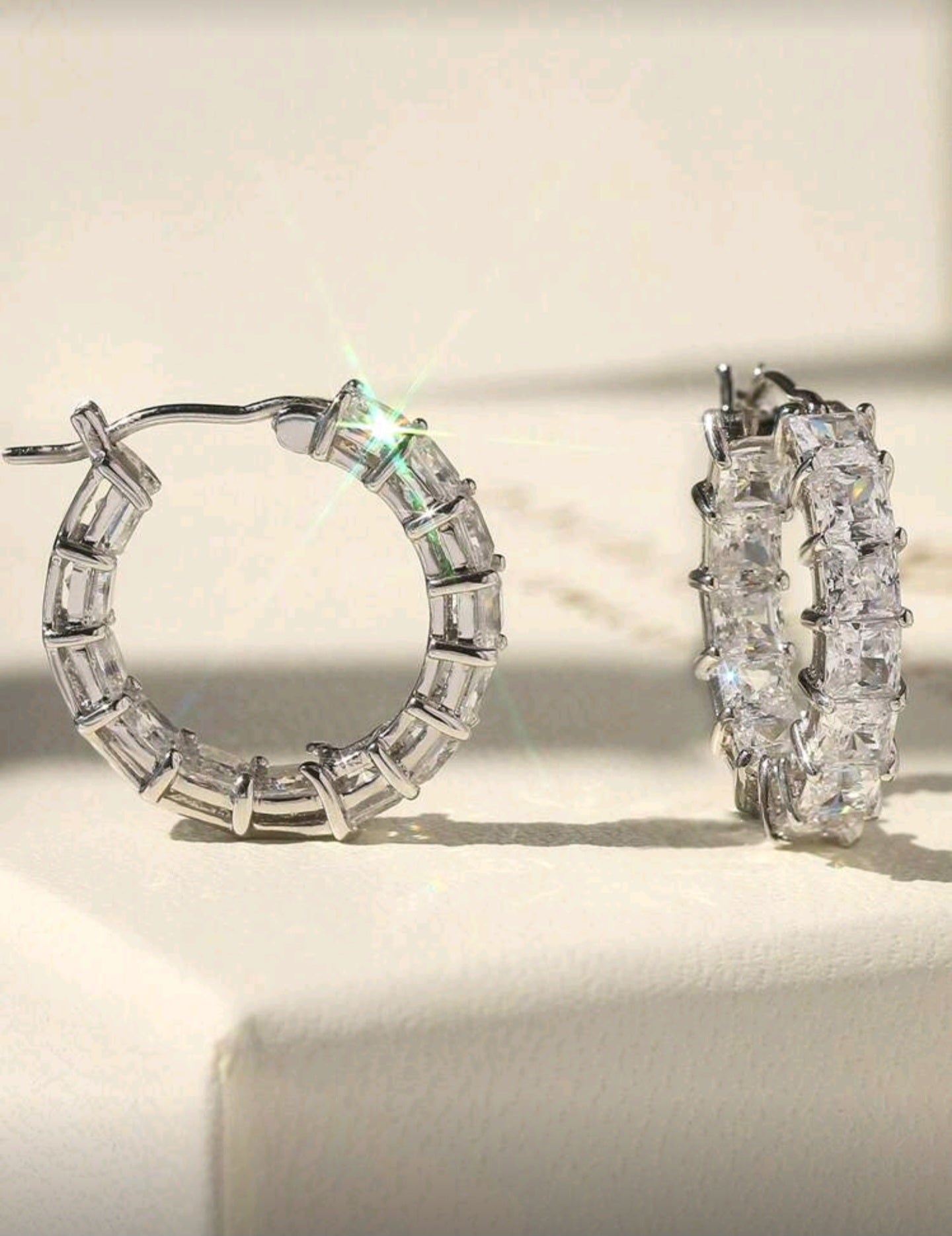 Aretes de plata 925 con Diamantes imitación