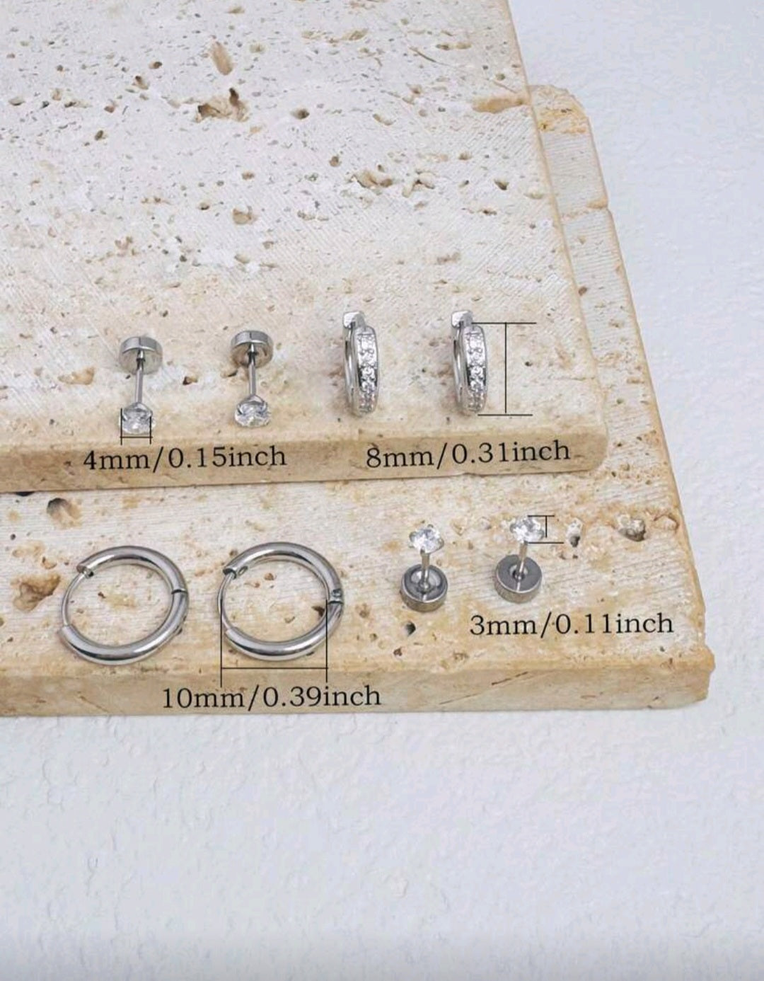 Set 4 pares de aretes de circonita