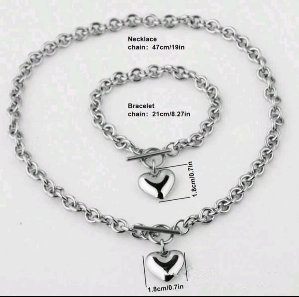Set Collar y Pulsera de Corazón