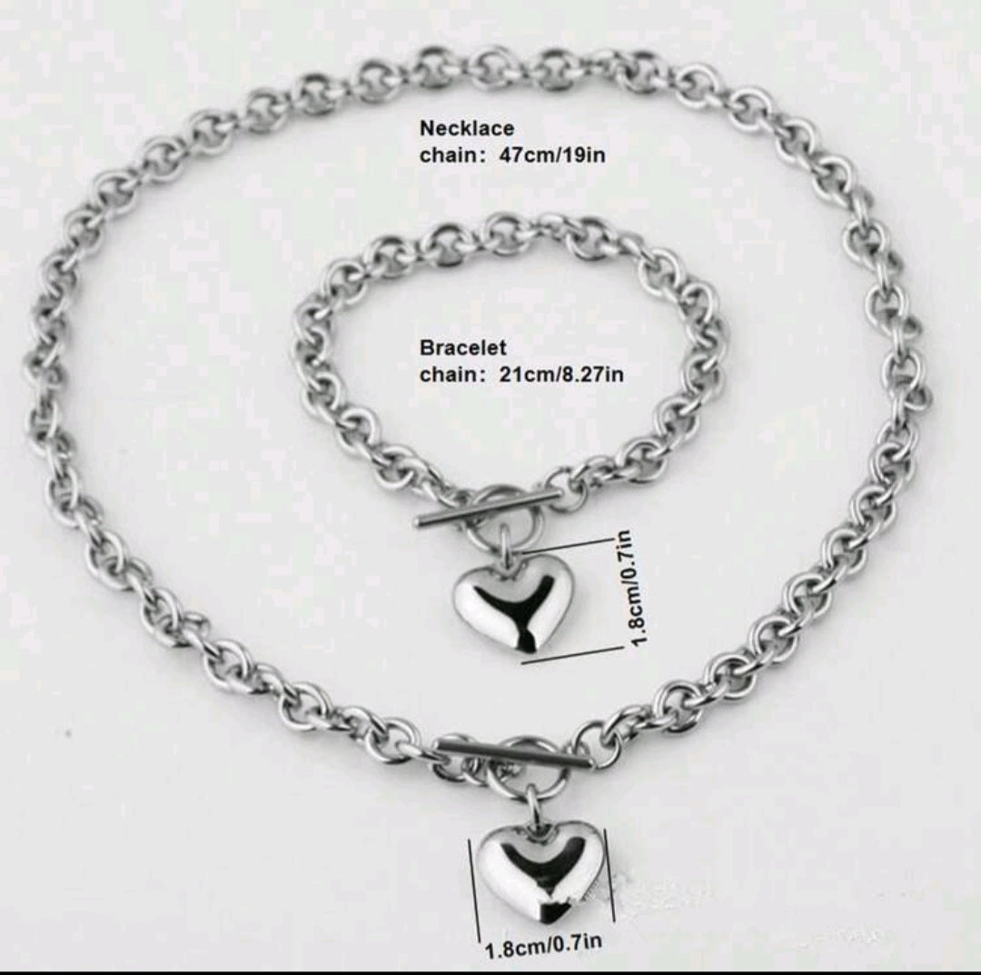 Set Collar y Pulsera de Corazón
